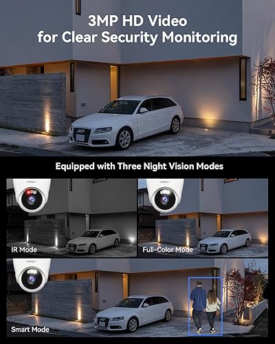 Miniatura 5 de Sistema de cámara de seguridad inalámbrica con monitor de 10 pulgadas, 2 cámaras WiFi domo de 3 MP para exteriores, NVR de vigilancia de 10 canales