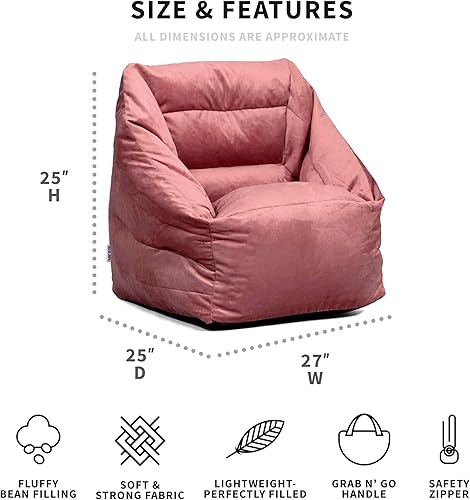 Miniatura 3 de Big Joe Aurora - Puf, terciopelo malva tostado, poliéster suave, 2.5 pies