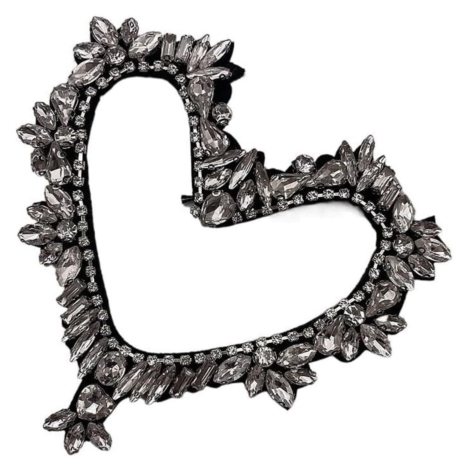 Applique perles fait main et patchs de strass à coudre en cœur pour customisation vêtement