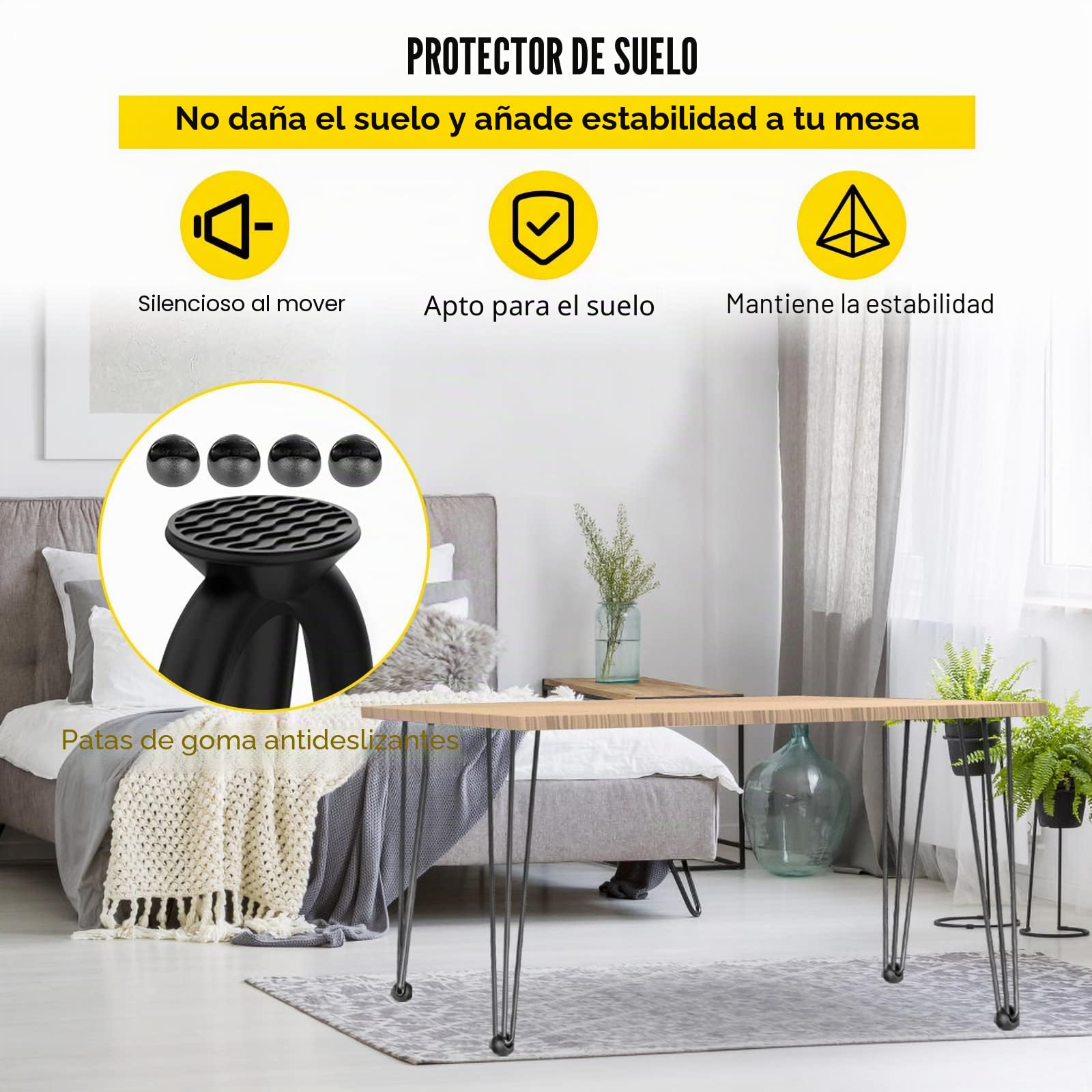 Happybuy Patas para Mesas de Acero al Carbono, Conjunto de Patas de Mesa Altura de Pata 41-102 cm, Patas para Muebles con 4 Pies de Goma, Patas de Mesa con Capacidad de Carga 100 kg (71,1)
