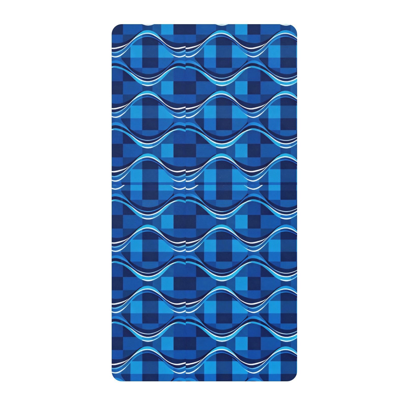 Draps de berceau ondulés bleus en coton doux pour matelas bébé