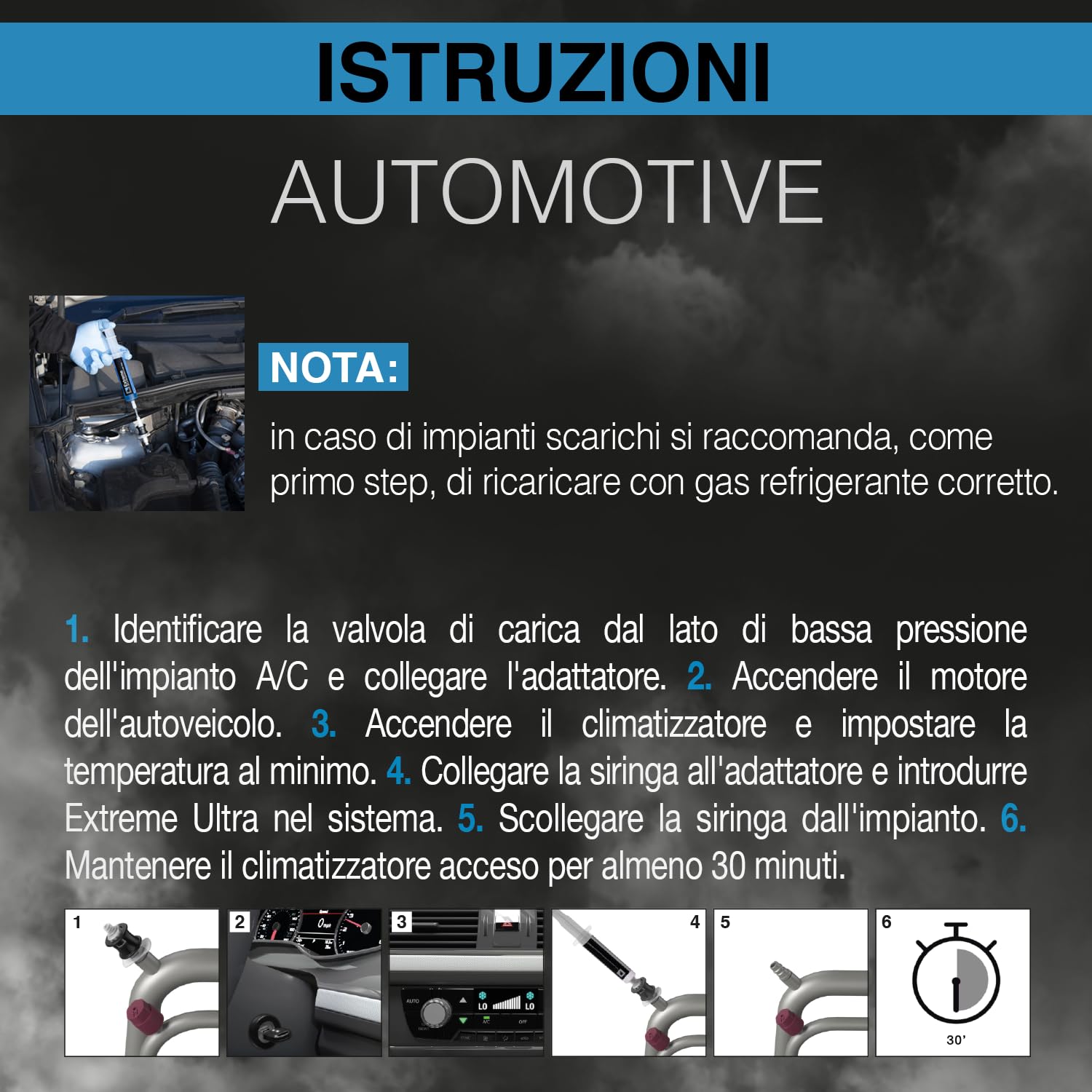 ERRECOM Extreme - 30 ml, Turafalle per Impianti di Climatizzazione Auto funzionanti con Gas Refrigerante R134a, Include Adattatore per Valvola di Carica Lato Bassa Pressione Gas R134a