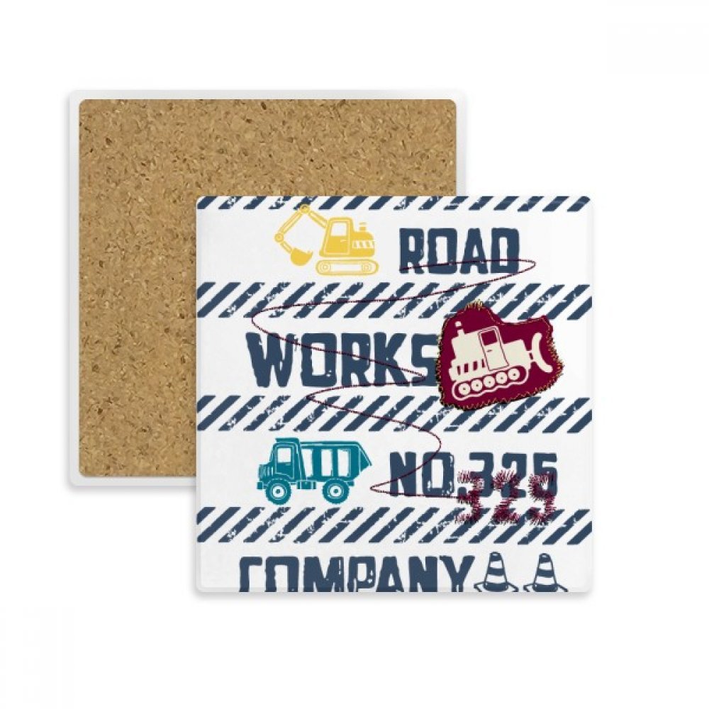 Coaster carré en pierre absorbante motif Coeur de la Route pour tasse