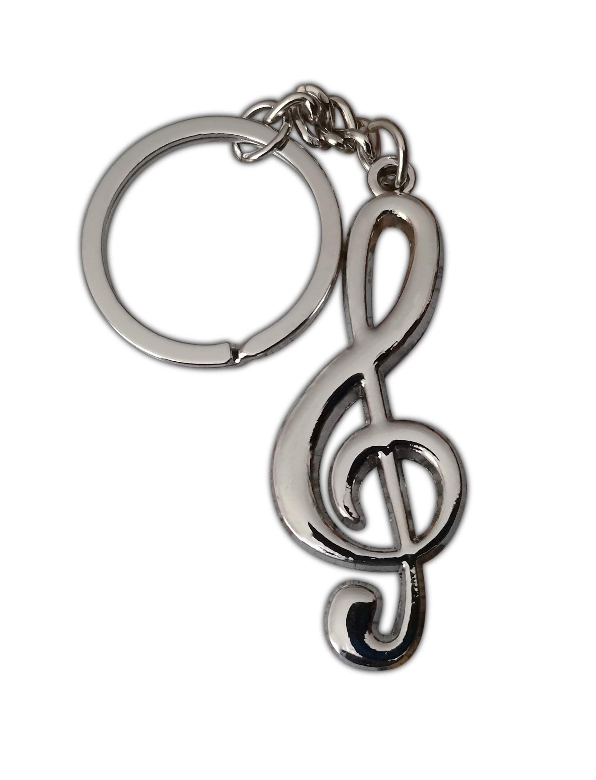 Eillwin Unisex Silver-Tone Treble Clef Musical Note Keychain - High Polished Keyring For Musicians And Music Lovers