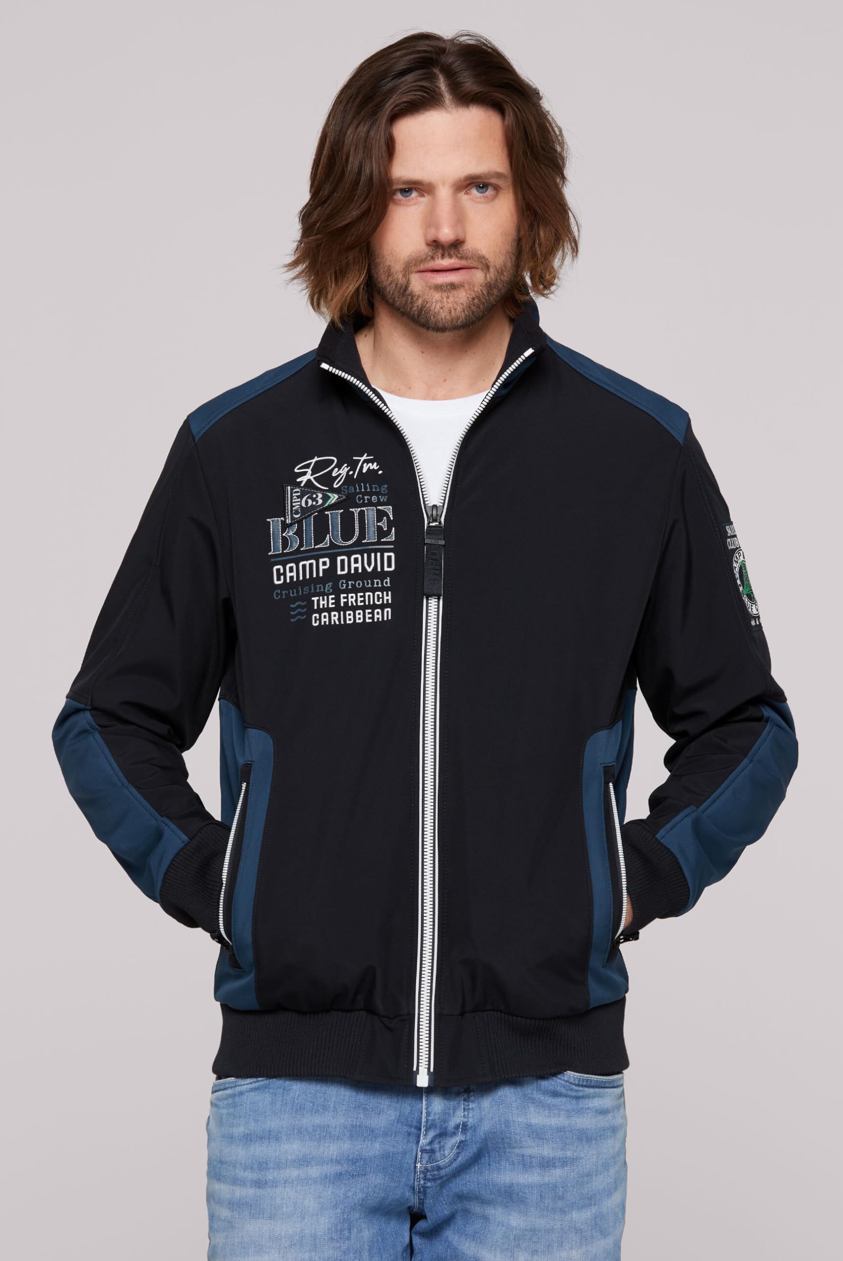 Camp David Herren Softshelljacke mit Colour-Blocking