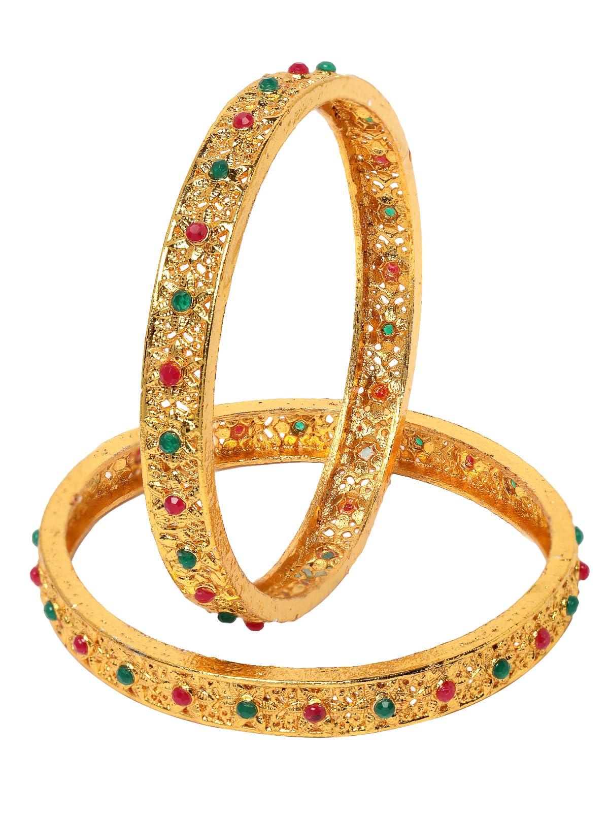 Sukkhi Incedible Gold Plated Red And Green Color Set of 2 Bracelet Bangle Set Jewellery for Women & Girls|Birthday Anniversary Gift for Women|B105925 (B0CPPDLFB7) Amazon Price History, Amazon Price Tracker