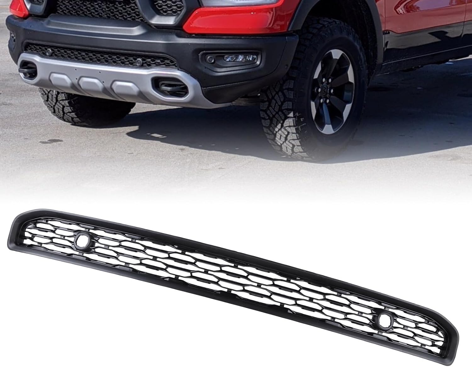 PHEZEN Car Accessory-Front Bumper Lower Grill Grille Trim, Black Front Lower Grille Compatible with Dodge Ram 1500 2019 2020 2021 2022,Front Grille Assembly Replaces 68334531AD