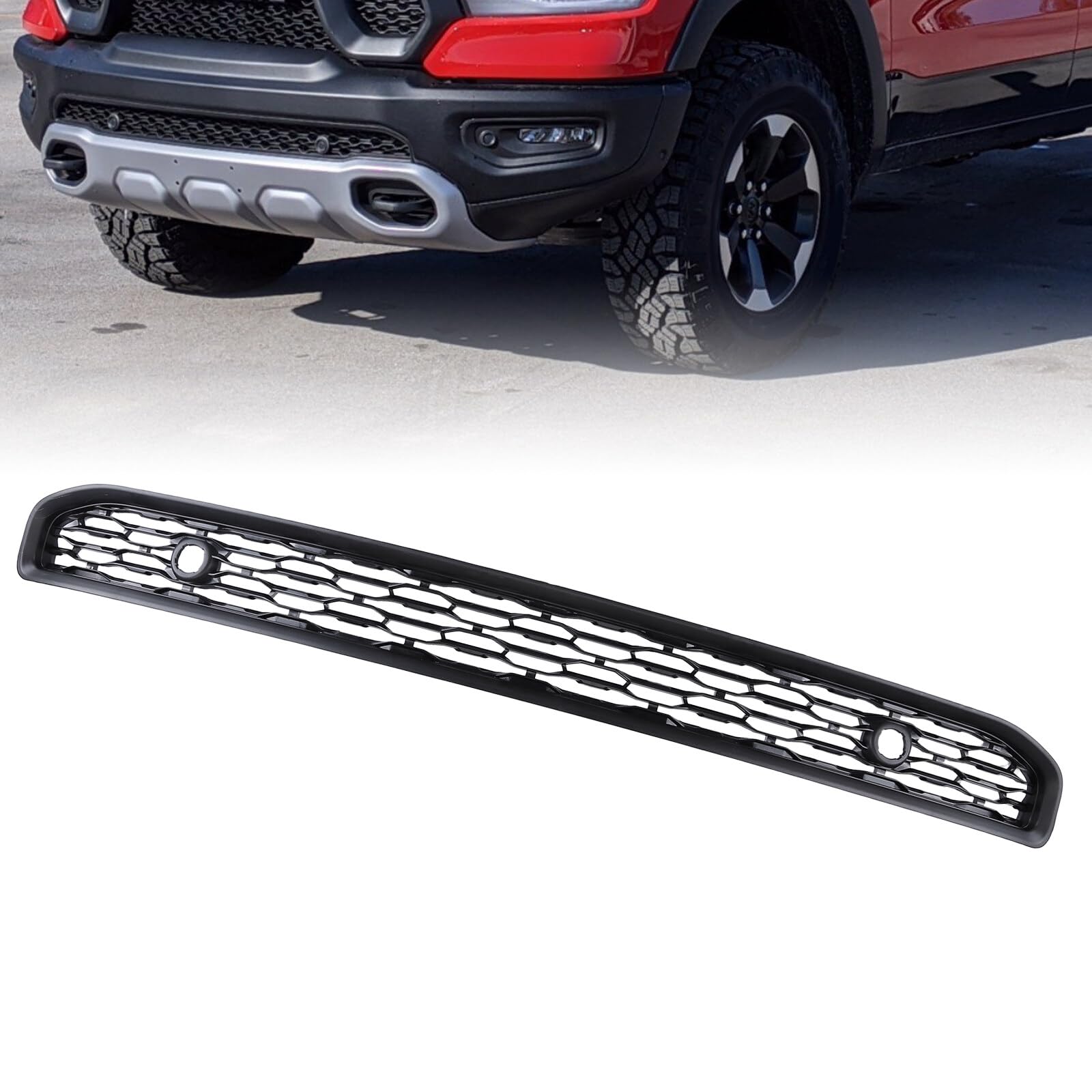 PHEZEN Car Accessory-Front Bumper Lower Grill Grille Trim, Black Front Lower Grille Compatible with Dodge Ram 1500 2019 2020 2021 2022,Front Grille Assembly Replaces 68334531AD