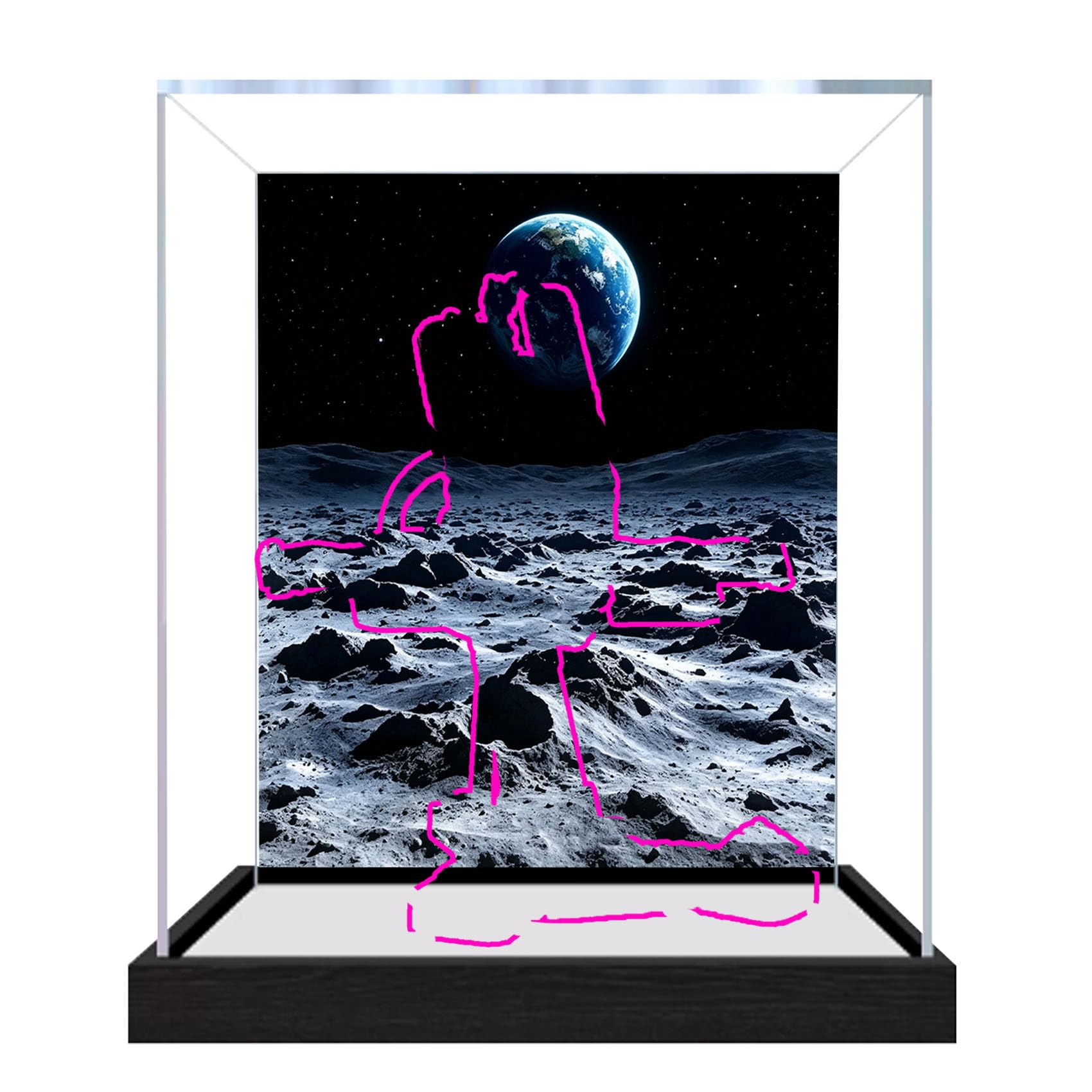 Acrylic Display Case for Le-go 11389 Spaceship Model, Dustproof Display Box (display box only) (StyleC Background 3mm)