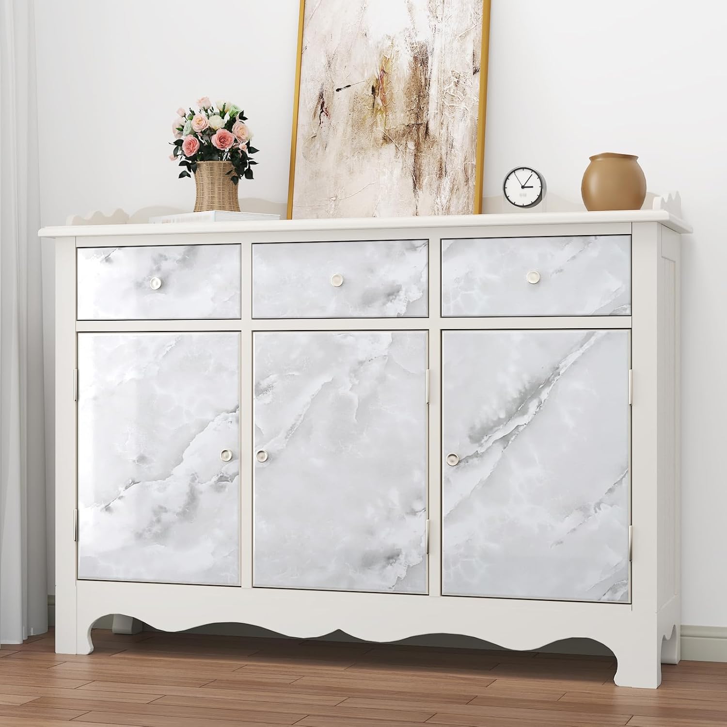 Matte Grey Marble Contact Paper for Countertops Waterproof Thick Marble Countertop Peel and Stick Vinyl Wallpaper Removable Oil-Proof Granite Contact Paper for Kitchen Cabinets 17.7"x315"