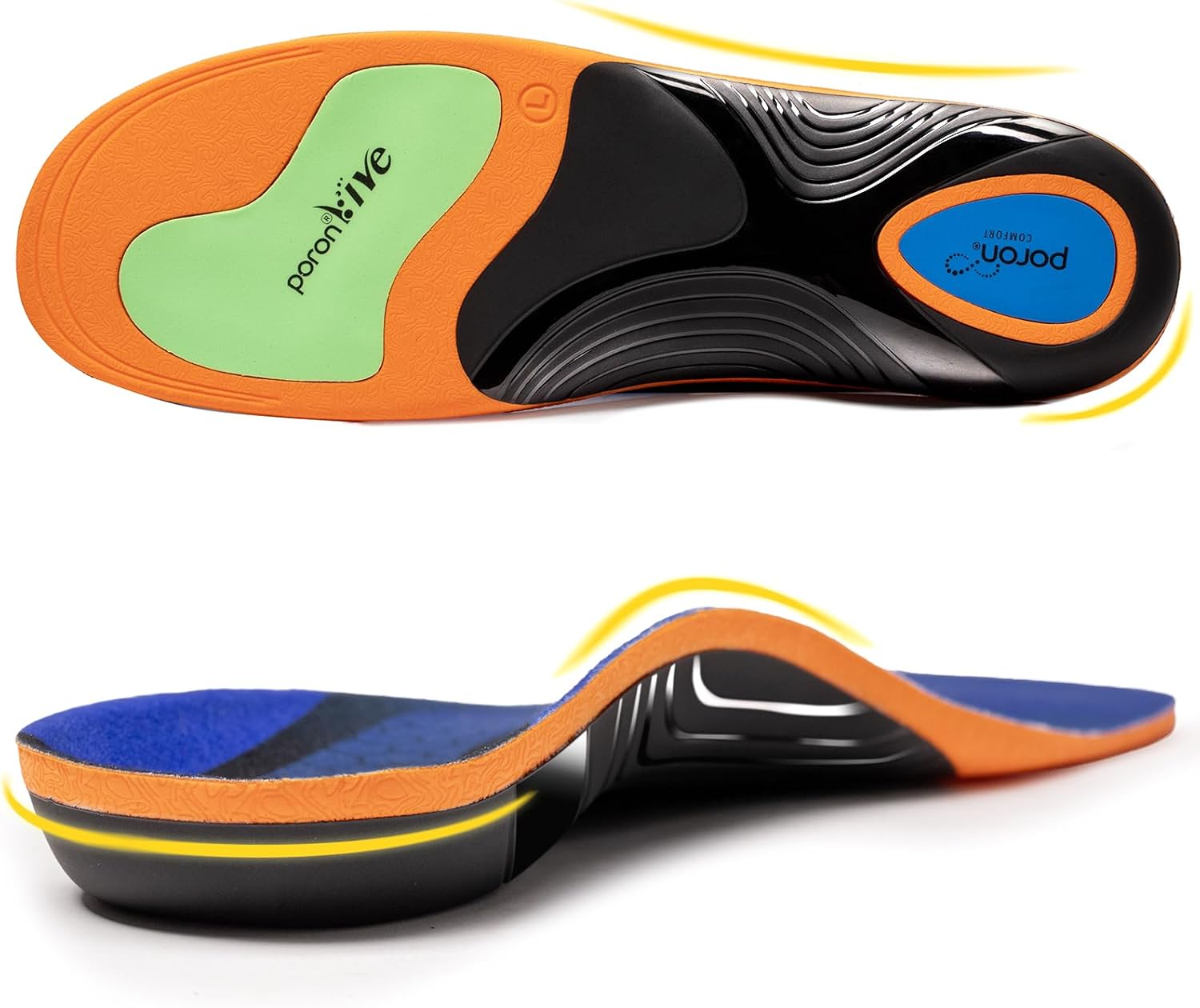 Plantar Fasciitis Insoles for Men Women,High Arch Support Sports Orthotic Shoe Inserts,Shock Absorption Work Boot Insoles for Standing All Day, Relief Flat Feet & Achilles Tendonitis