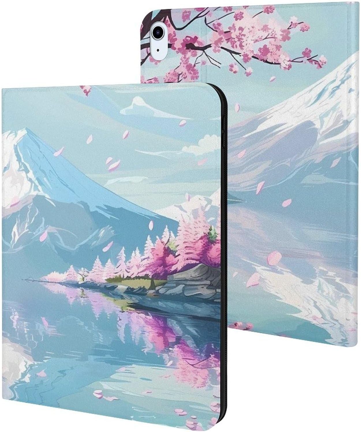 Mount Fuji Cherry Flowers Printed Case Trifold Stand Protective Cover Compatible with ipad Air5/air4 (10.9in) /ipad Pro 2018(11in)