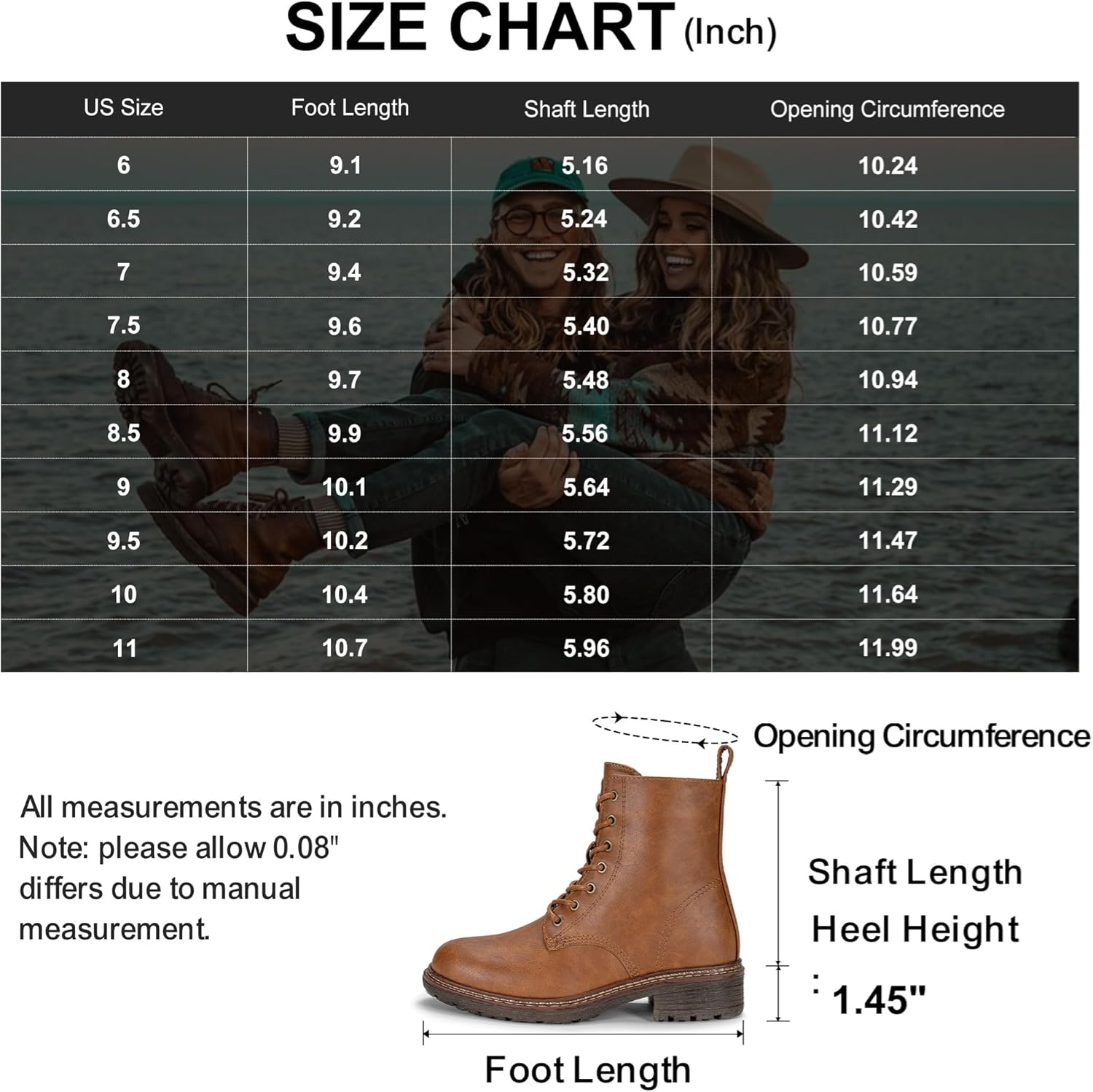 Vepose Women’s Combat Ankle Boots Lace up Classic Short Low Heel Zipper 9623 Booties - Image 6