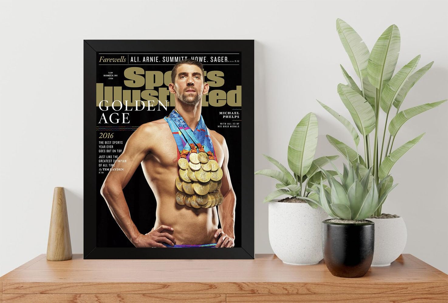 GADGETS WRAP Printed Photo Frame Matte Painting for Home Office Studio Living Room Decoration (9x11inch Black Framed) - Michael Phelps-image-48