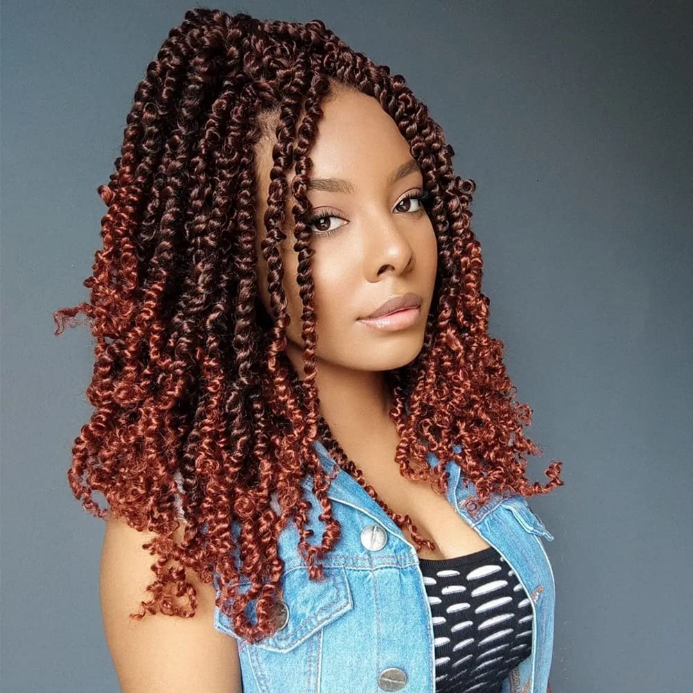 Umylar Pre-twisted Passion Twist Crochet Hair 14 Inch 8 Packs Pre-looped Passion Twists Crochet Hair For Women Short Passion Twist Bohemian Braids