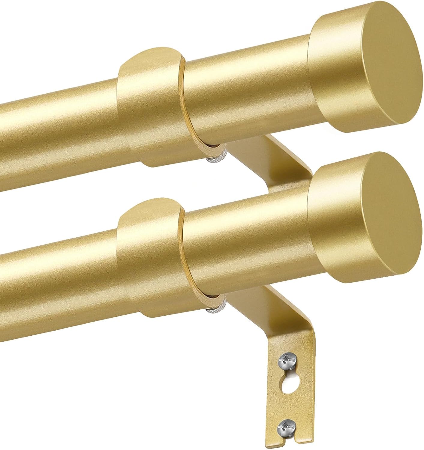 KAMANINA Curtain Rods 2 Pack, Heavy Duty Curtain Rod for Windows 28 to 48 Inch, 1 Inch Gold Modern Drapery Rods with End Cap (32"-58", 2Pack) Gold 32-58"(2Pack)