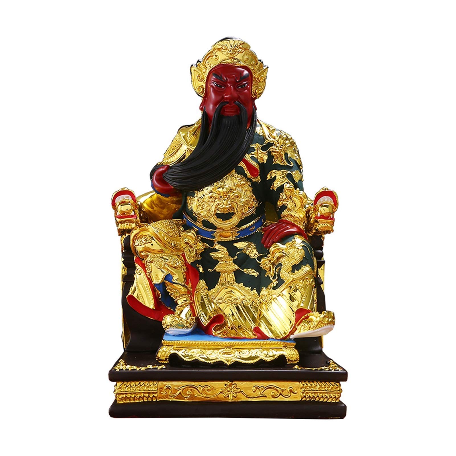 Chinese feng shui statue sculpture Guan Gong Guan Yu Buddha Statue Home Lucky Decoration Chinese Feng Shui Guan Yun Chang Resin Indoor Statue Fortune Protection Statue Collection Statue of wealth