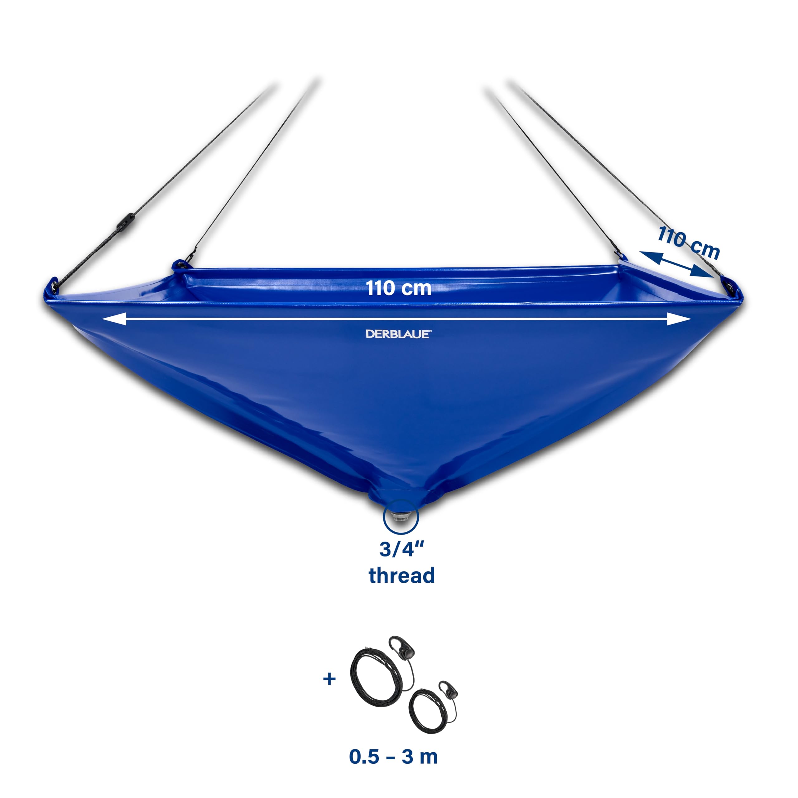 DERBLAUE Imbuto per cassette da soffitto, 110 x 110 cm, capacità 70 litri, attacco da 3/4"