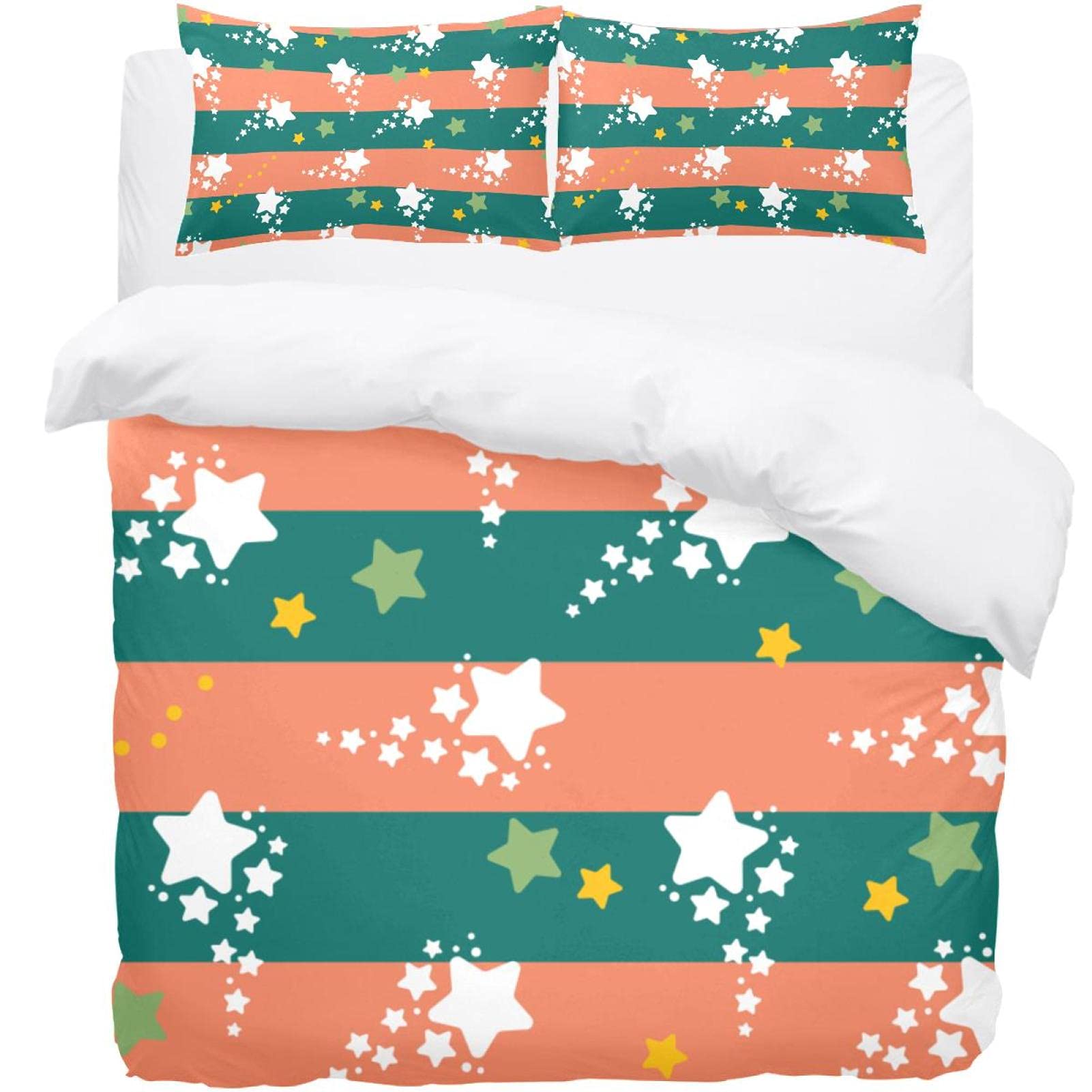 Housse de couette motif étoiles : parure de lit douce anti-glissement pour literie impeccable