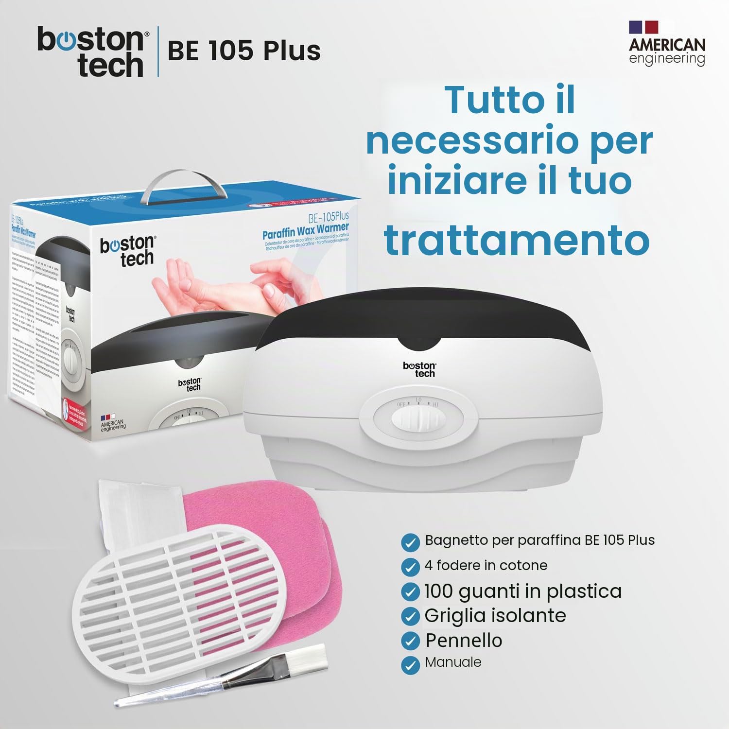 Boston Tech® Bagno di paraffina per mani e piedi -Apparecchio di paraffina per alleviare dolori muscolari e osteoartrite - Capacità 3 litri Include accessori premium per uso personale e professionale