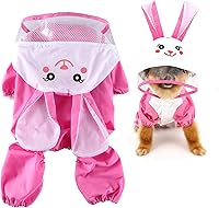 Vista 11 de SMALLLEE_LUCKY_STORE Chubasqueros impermeables para cachorros con capucha para perros pequeños y medianos, ligeros con correa y anillo en D