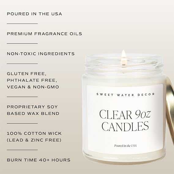 Sweet Water Decor Happy Anniversary Candle - Scented Candle for Home - 9oz Clear Jar with 40 Hour Burn Time, Made in USA - Special Gifts for Him or Her, Milestone Gifts