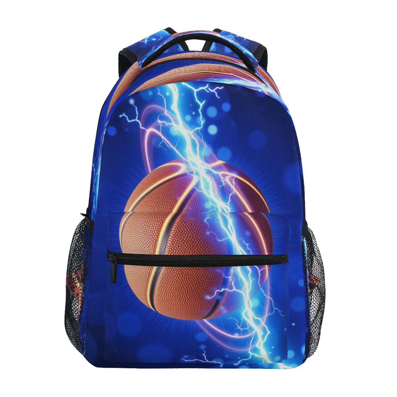 Galaxy Basketball Kid's Boy's Backpack Blue Lightnings Sports Ball Schoolbag Backpacks for Boys Girls Toddler Bookbag Casual Daypack Back Pack Zipper