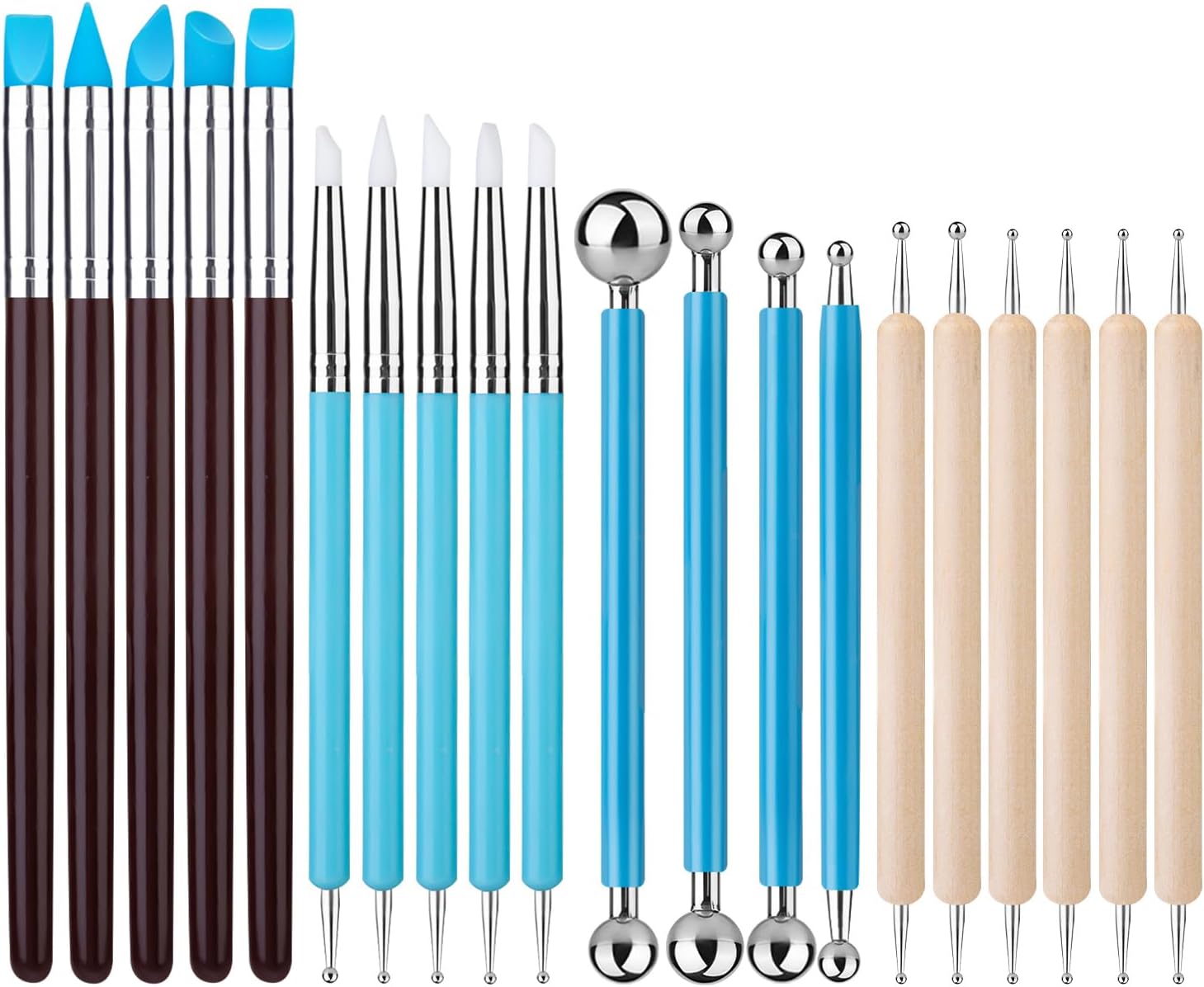 20Pcs Clay Sculpting Tools Kit, Ceramic Clay Ball Stylus Dot Painting Tools, Air Dry Clay Tools Set for Carving, Dotting, Embossing, Shaping, Molding, Pottery Crafts, Nail Art, Rhinestone, Rock