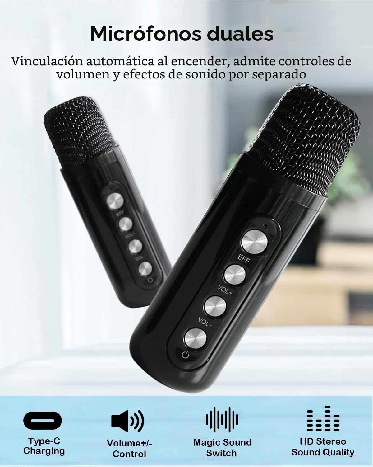 Karaoke 2 microfonos inalambricos,Altavoz Bluetooth Karaoke portátil con luz RGB, Sistema de Karaoke Profesional para Fiesta en casa, Sistema de megafonía para Adultos, Caja de Fiesta