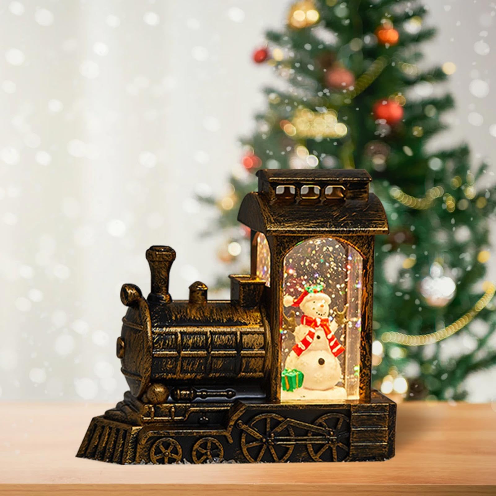 Amazon.co.jp: ウィンタートレインスノードーム、ライト付きクリスマス