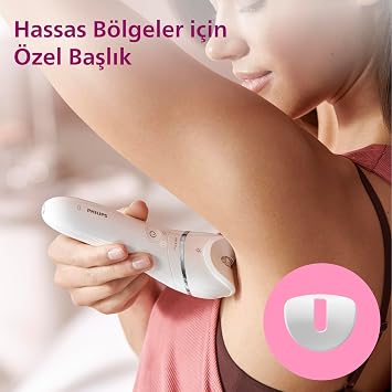Philips Hair Removal Device, Wet and Dry Wireless Use, Extra Wide Head, LED Light, Precision Zone Head, Optimum Contact Head, Smooth Skin in 10 Minutes, White Color, BRE700/05