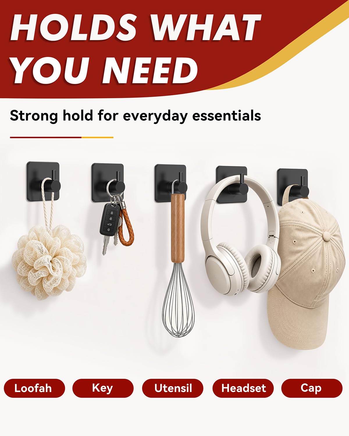 Self Adhesive Hooks Heavy Duty 10kg (Max) Wall Hooks Self Adhesive Damage Free Towel Rack Stainless Steel Coat Robe Waterproof Oilproof Rustproof Bathroom 2