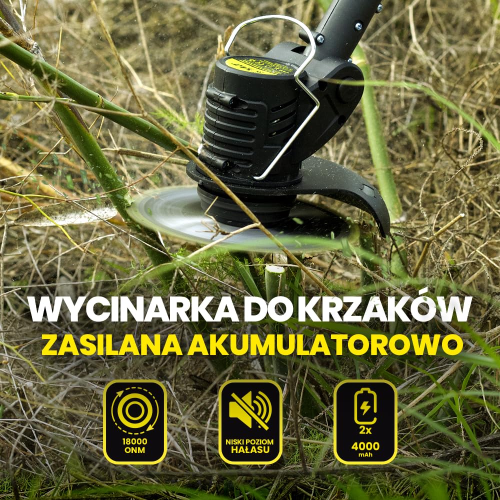 MAKTUL Elektryczna Wykaszarka Akumulatorowa 8000 mAh (2 baterie 4000 mAh 20 V), Moc 18 000 obr/min, Wielofunkcyjna Kosiarka do Trawy Krzewów 3 w 1, Regulowana Rlektryczna Easygrasscut Ogrodowa z Akc