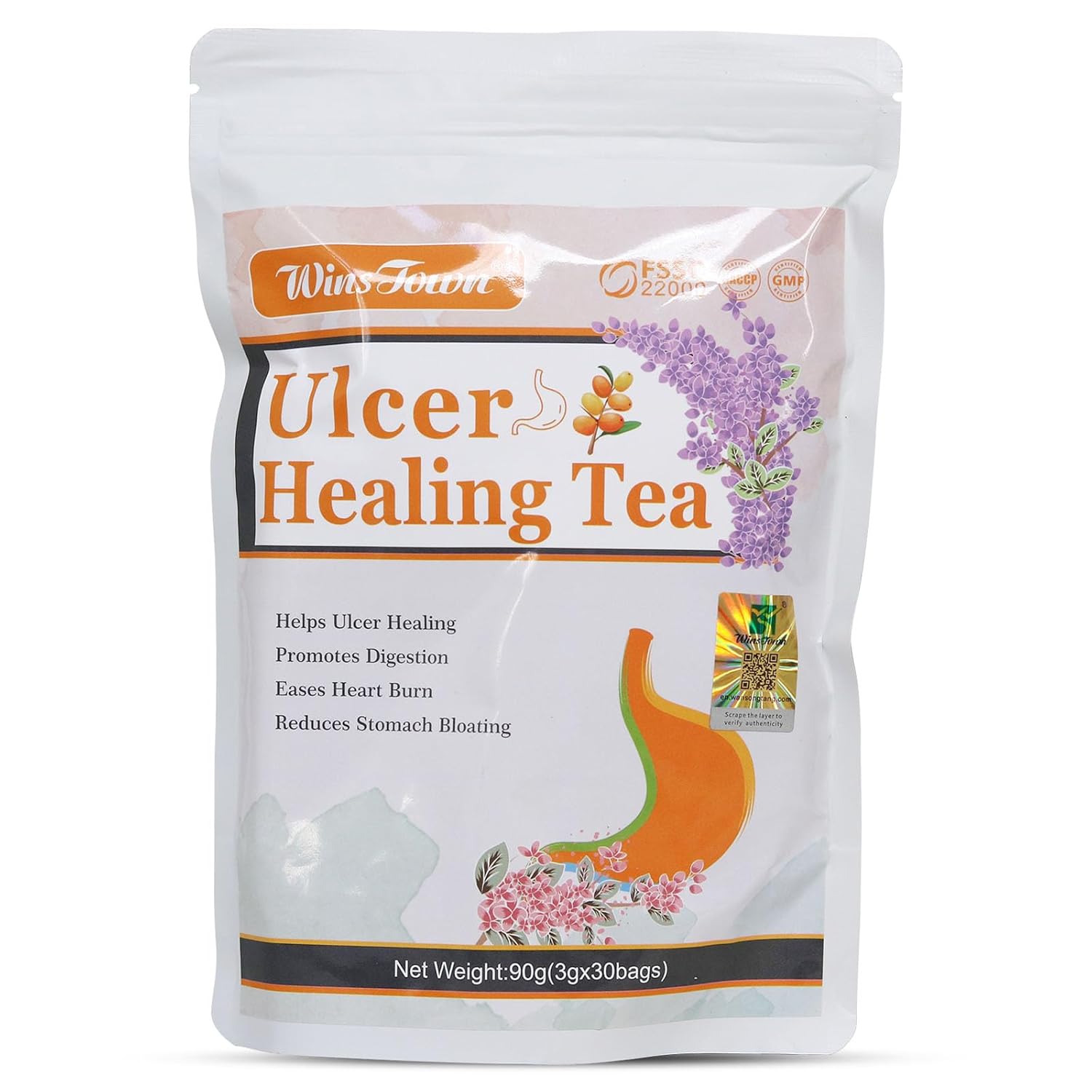 Wins Town Ulcer Healing Tea, Relief Gastritis and Stomachache, Support Daily Stomach Nourishing, 30 Tea Bags