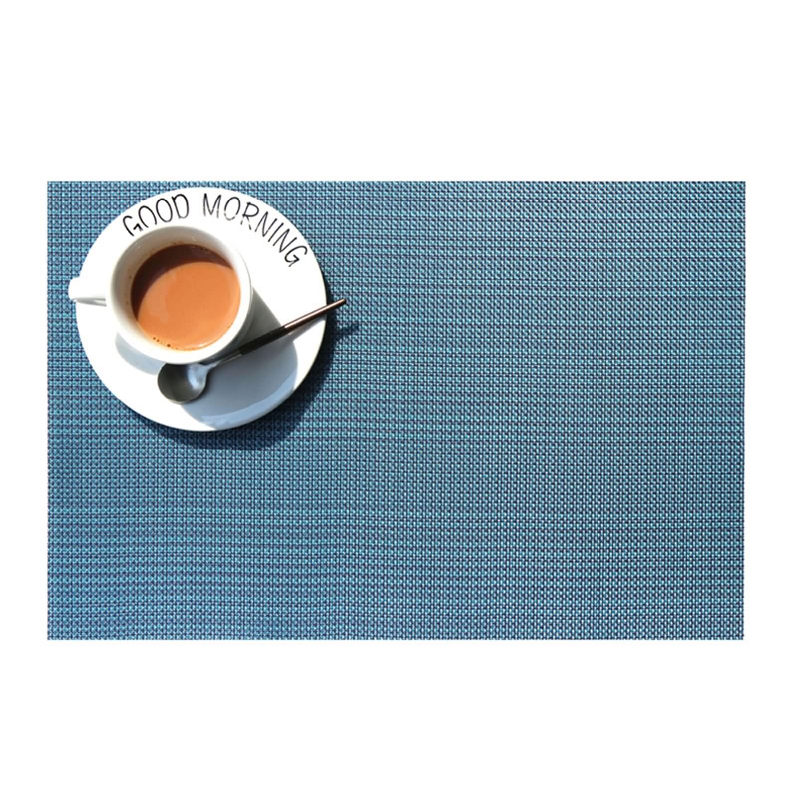 Set de table lavable bleu contre les taches et rayures textilène tissé