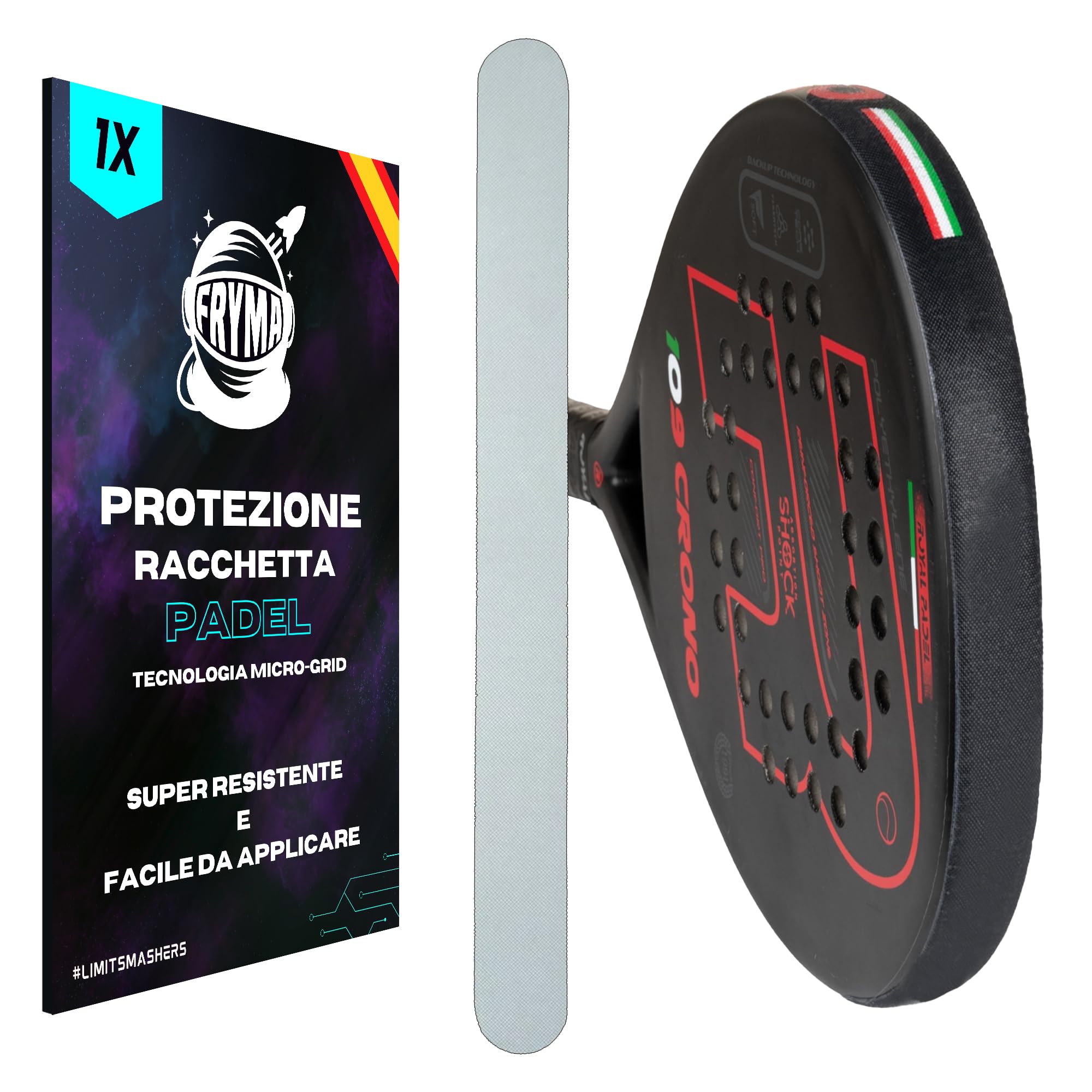 Protection Raquette Padel Protège-Raquette Padel FRYMA - Lot De 2, Transparent, Anti-chocs (universel, Léger) Protection Raquette Padel Babolat