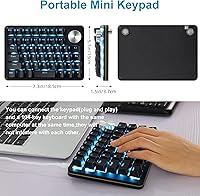 Vista 5 de Koolertron Teclado mecánico para juegos con una sola mano, teclado programable, perilla giratoria de 45 teclas retroiluminadas azulesinterruptores
