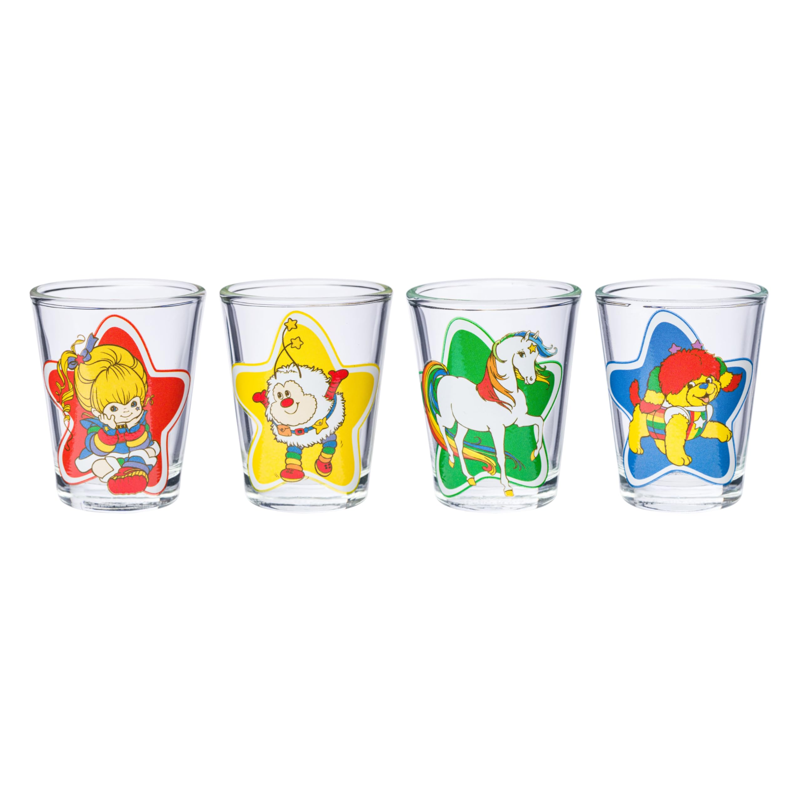Silver Buffalo Rainbow Brite Starlite, 4 Pack Mini Glass Set, 1.5oz