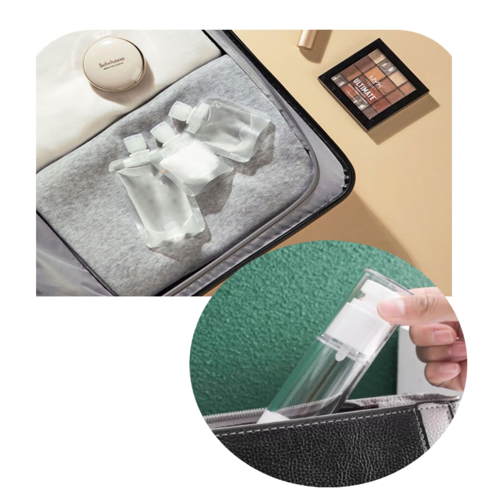 Leak-proof travel toiletries set, thickened plastic, leak-proof, refillable, with labels and transparent toiletry bag - Image 3
