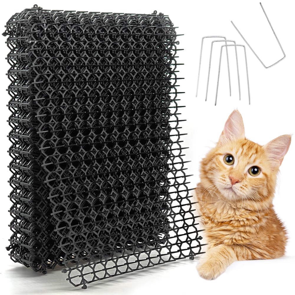 YeeLok 12 Pack Cat Deterrent Mat, 16 x 13 inch Scat Mat with Spikes for Indoor & Outdoor Pet Training, Keep Cats & Dogs Away Protect Plants, Furniture
