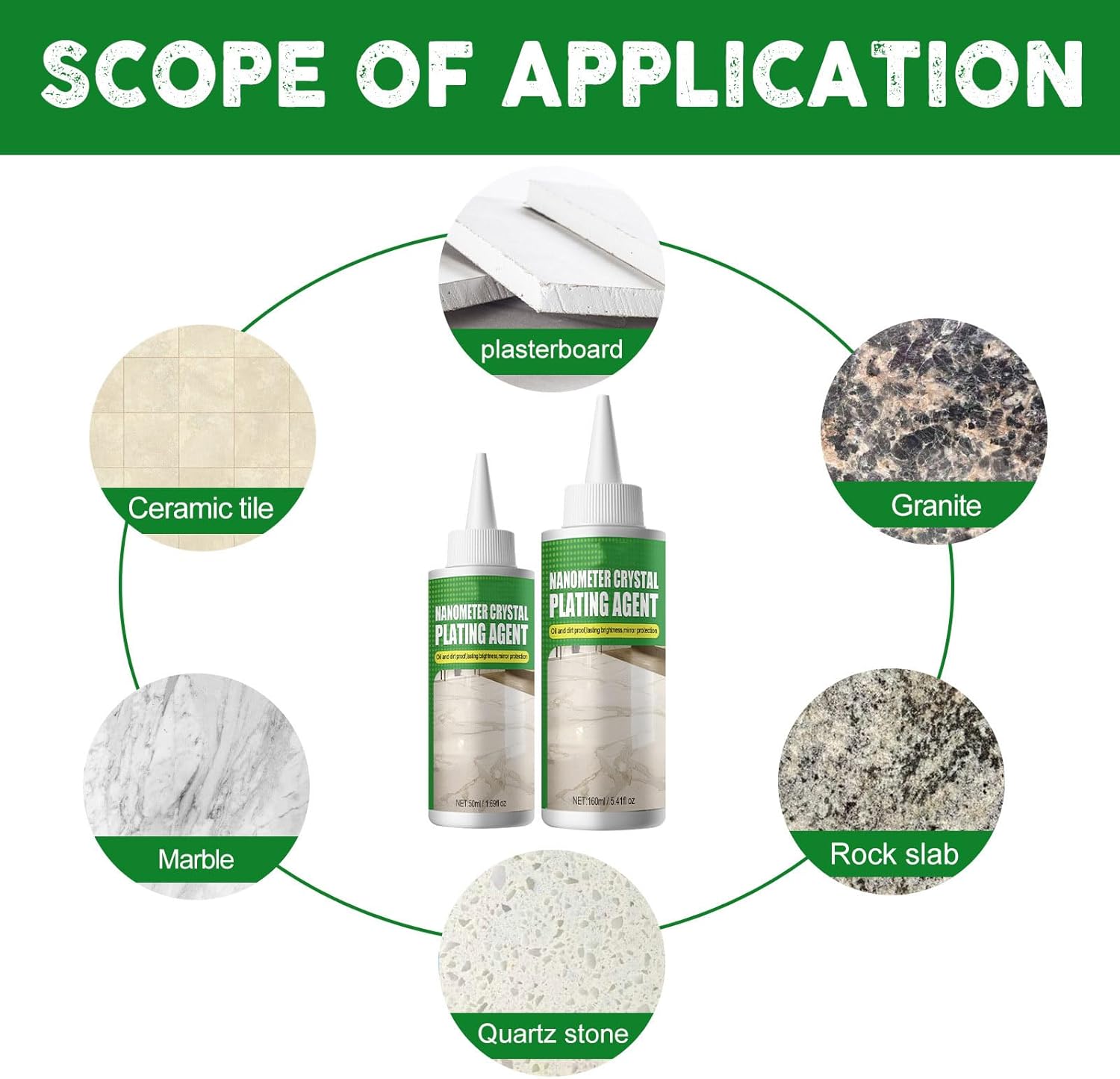 Nano Crystal Coating Agent for Tile & Furniture, Nanometer Crystal Plating Agent, Coating of Stone Nanocrystals - Clean and Shine Countertops, Tile, and Stone (160ml-3pcs)