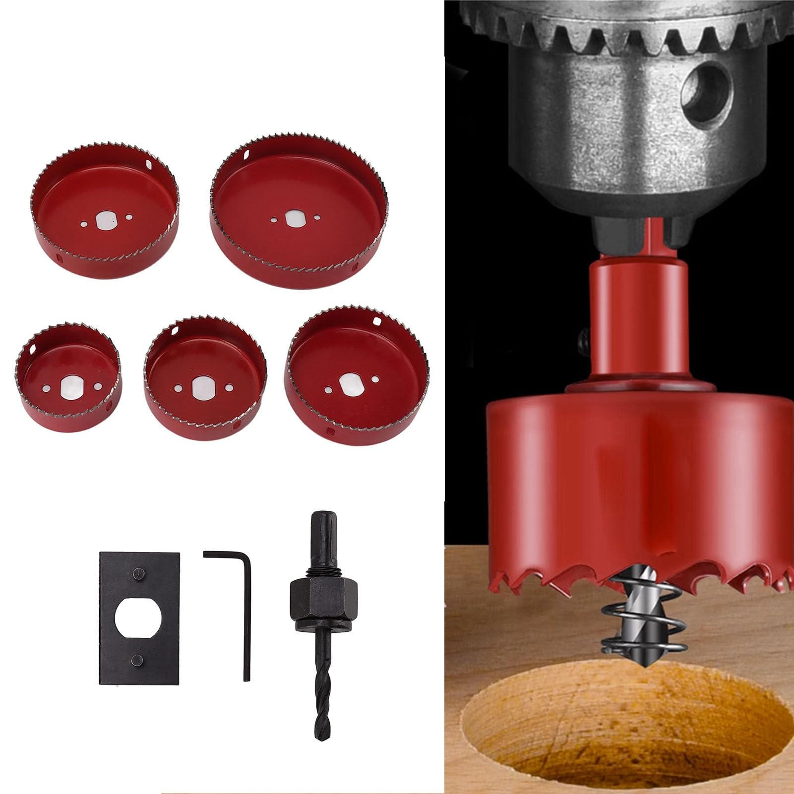 Set di 8 a tazza con punta centrale in lega, apri foro in acciaio ad alta velocità per legno, metallo e plastica, incluso box di conservazione per lavori di falegnameria fai