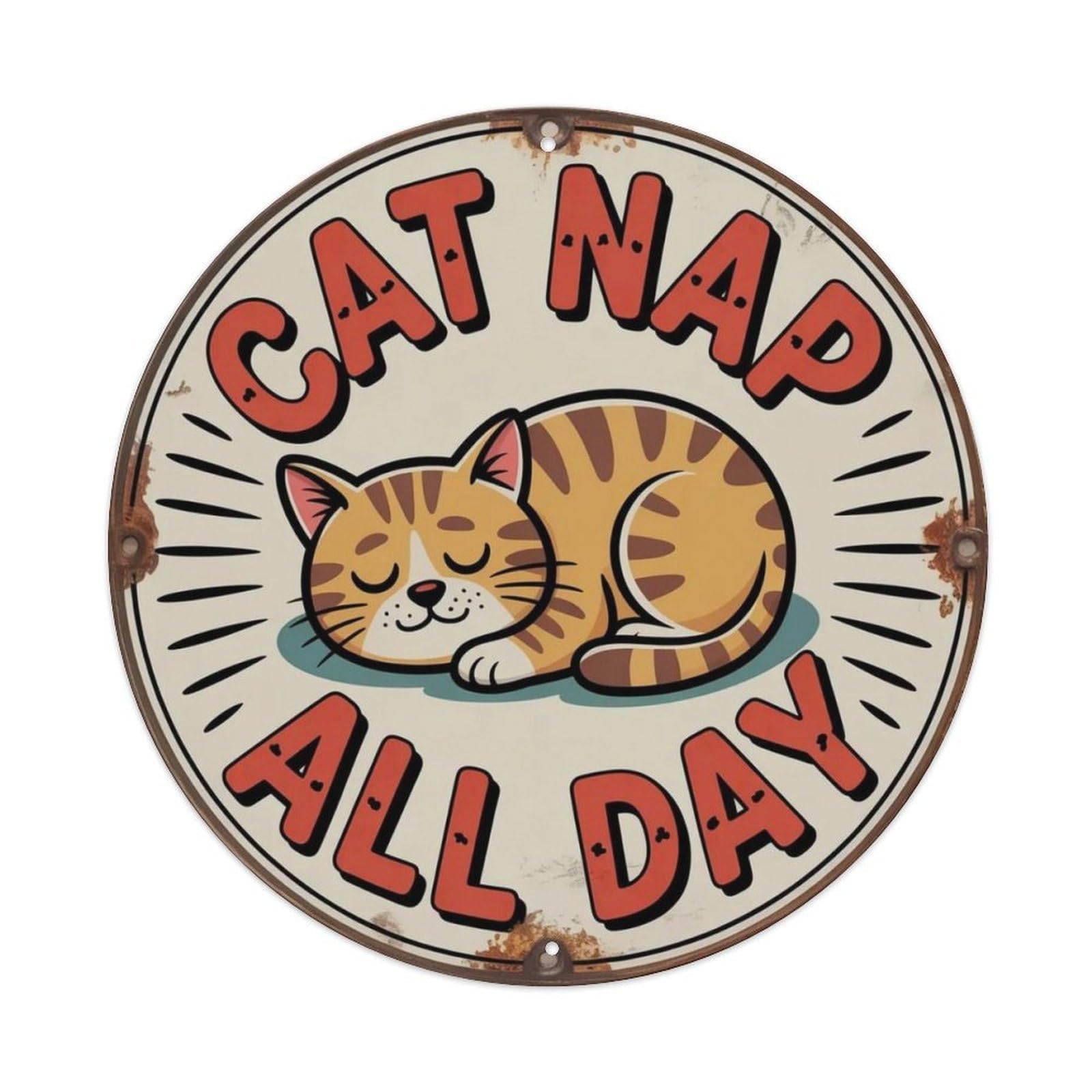 Cat Nap Cartoon Metal Tin Sign Plaque