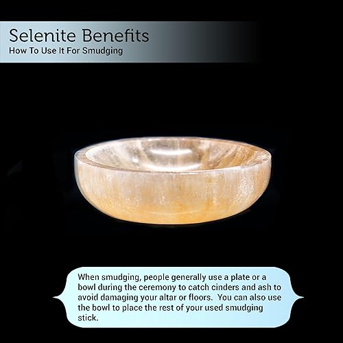 Miniatura 5 de Soul Sticks Cuencos de cristal de selenita para manchas, curación y recarga de cristales, cuenco de selenita pura y estación de carga de cristal de