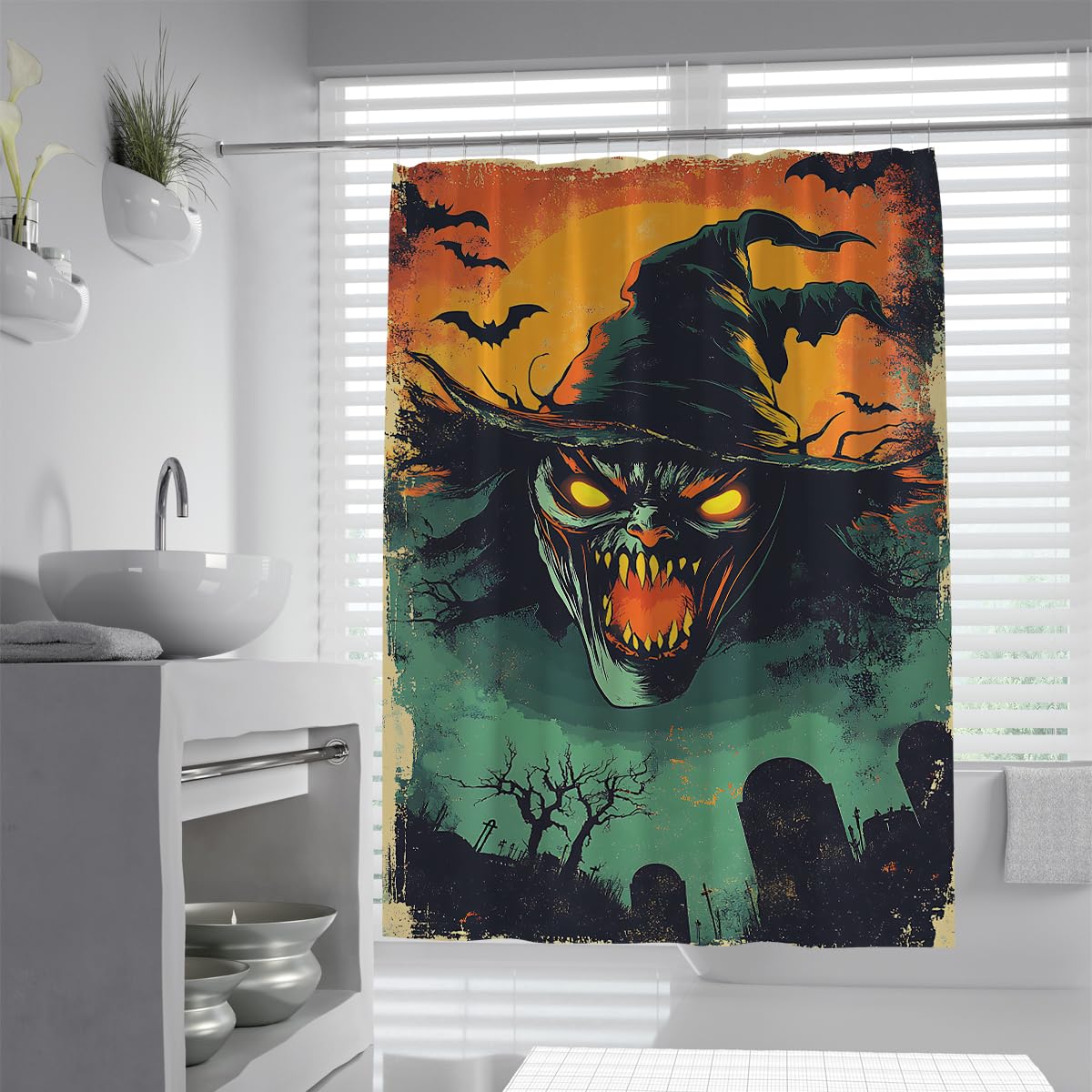 Scary Halloween Duschvorhang Horror Witch Badezimmer Deko 200x220cm