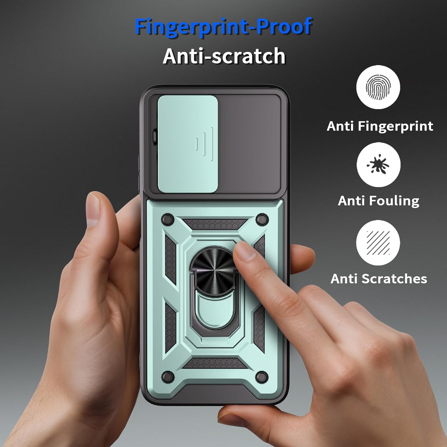 for Xiaomi redmi 15C Case with Screen Protector, Protective Cover with Camera Protector Thin Kickstand Military Shockproof Phone Case for Xiaomi Redmi 15C 4G LTE (Green) - Image 2