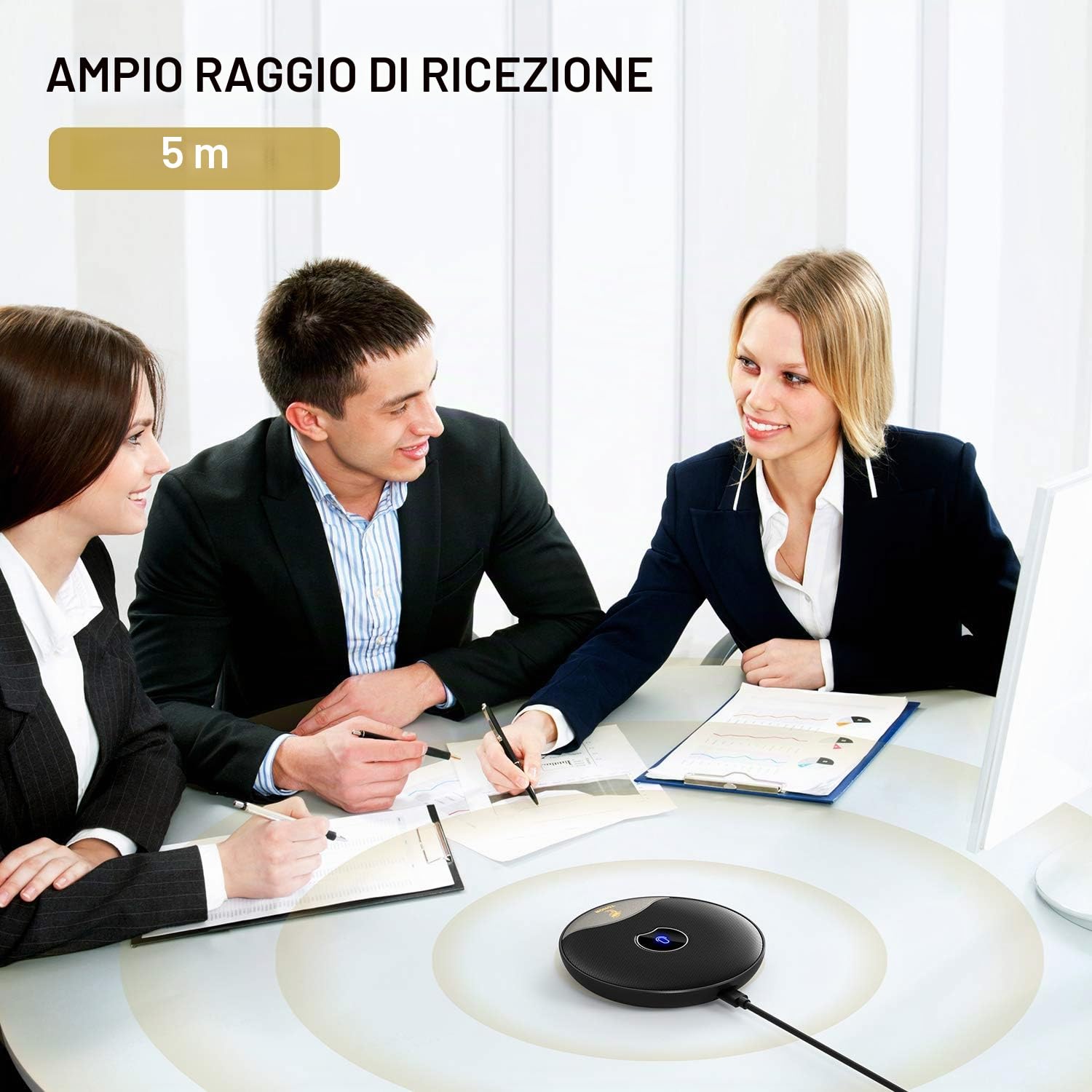 TONOR Microfono USB per Conferenze, Microfono Omnidirezionale a Condensatore per PC e Computer con Pulsante Muto per Riunioni/Lezioni Online, Chiamate Zoom, Chat Skype, Plug and Play (TM20)
