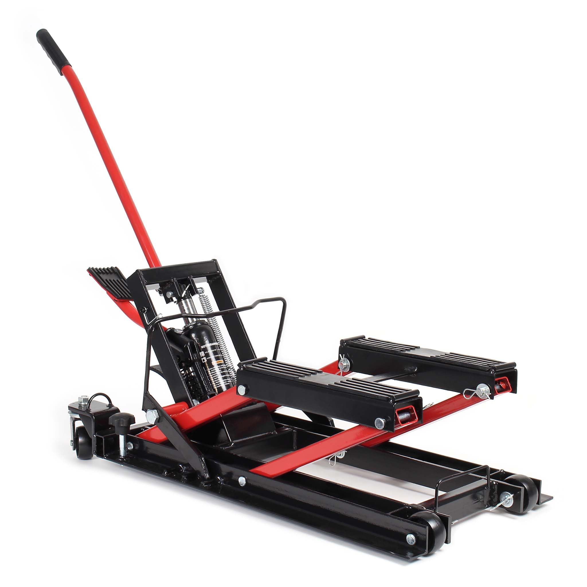 Wiltec Kit Pont élévateur 680kg Plateforme élevatrice – Support Montage/Levage pour Moto ATV Quad + Cric Lève-Moto Mobile sur roulettes 680 kg