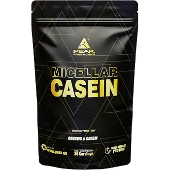 PEAK Micellar Casein - 900 g Flavour Cookies & Cream I 30 Servings I Powder I Protein Source Milk Protein I Low Fat I Muscle Building I with Saturation Effect & Addition of Lactase