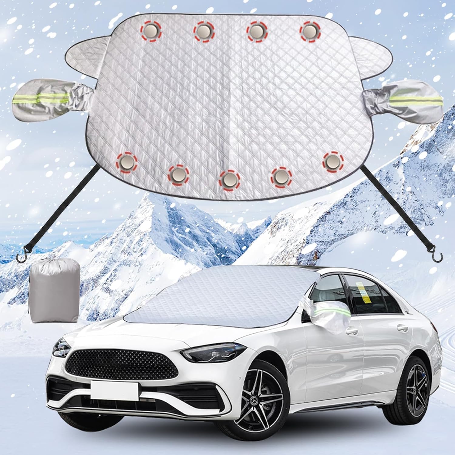 WeiYH Car Windscreen Cover for Winter for Ford Focus (2016-2017), Front Window Windshield Frost Snow Covers Magnetic Car Screen Cover Sun Shade